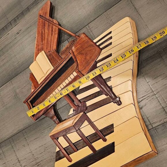 Wooden Handmade Beautiful Work of Art Wall Decor Piano - Picture 8 of 9